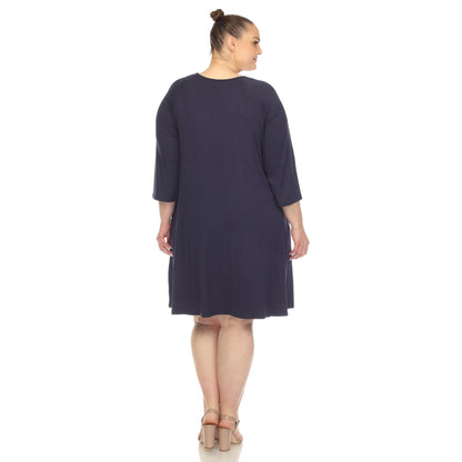 Dressbarn Recommended | Criss Cross Neckline Swing Midi Dress - Plus