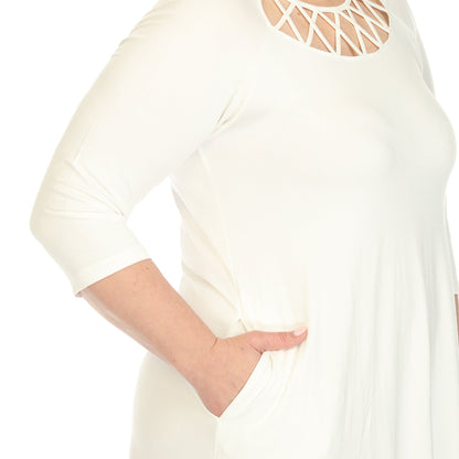 Dressbarn Recommended | Criss Cross Neckline Swing Midi Dress - Plus