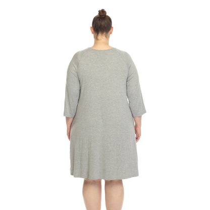 Dressbarn Recommended | Criss Cross Neckline Swing Midi Dress - Plus