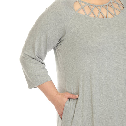Dressbarn Recommended | Criss Cross Neckline Swing Midi Dress - Plus