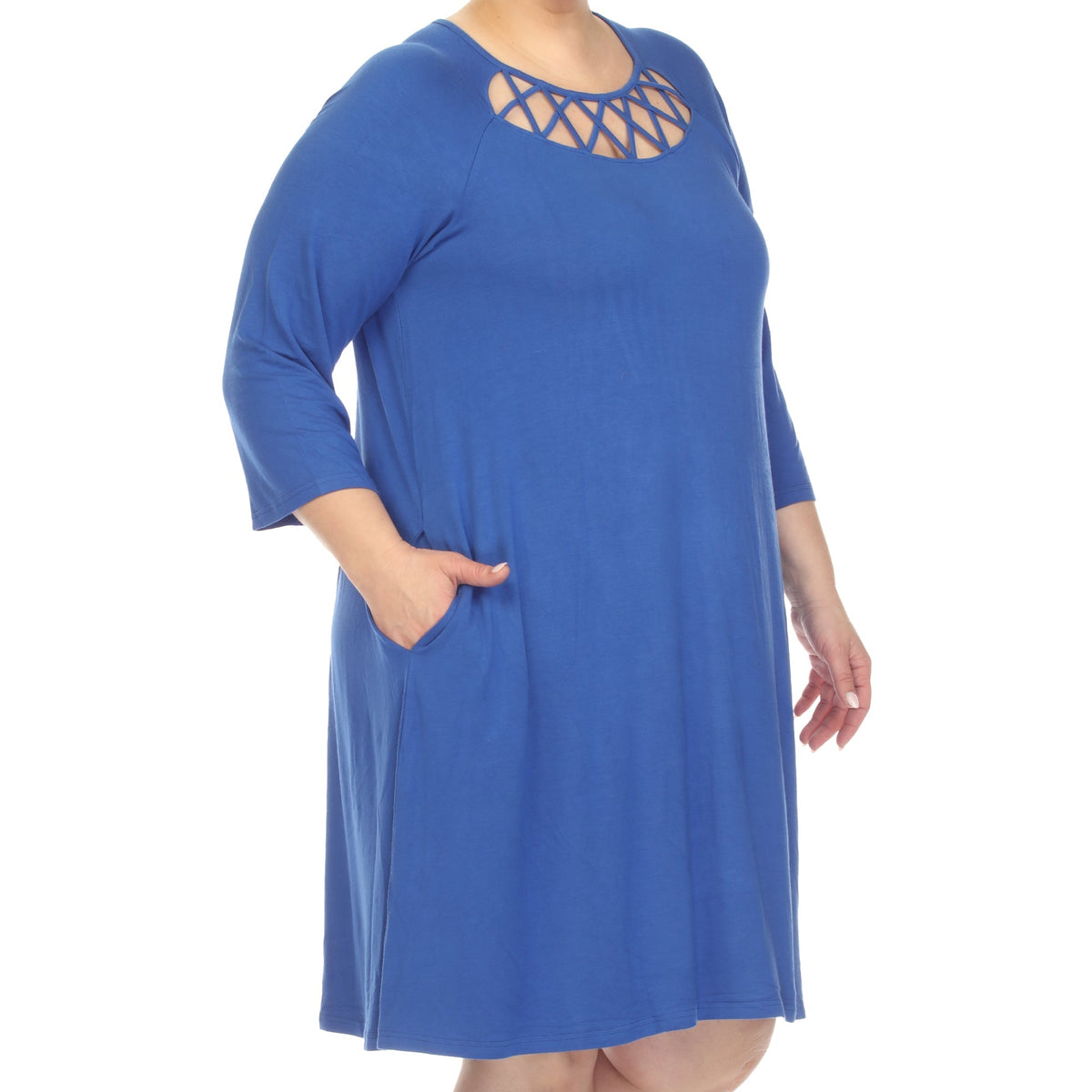 Dressbarn Recommended | Criss Cross Neckline Swing Midi Dress - Plus
