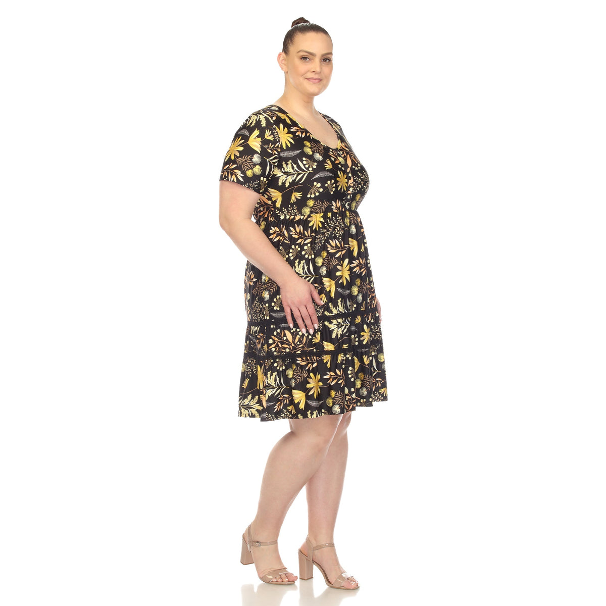 Dressbarn Premium | Floral Short Sleeve Knee Length Dress - Plus