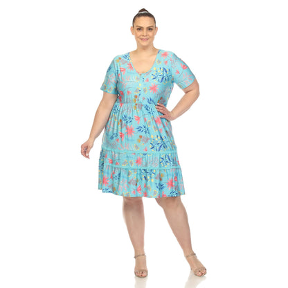 Dressbarn Premium | Floral Short Sleeve Knee Length Dress - Plus