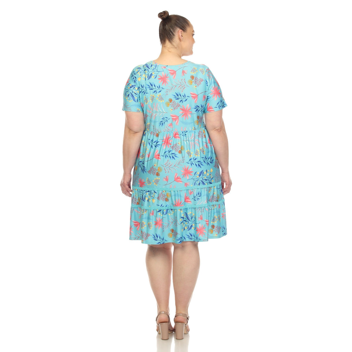 Dressbarn Premium | Floral Short Sleeve Knee Length Dress - Plus