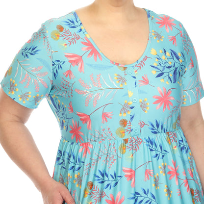 Dressbarn Premium | Floral Short Sleeve Knee Length Dress - Plus