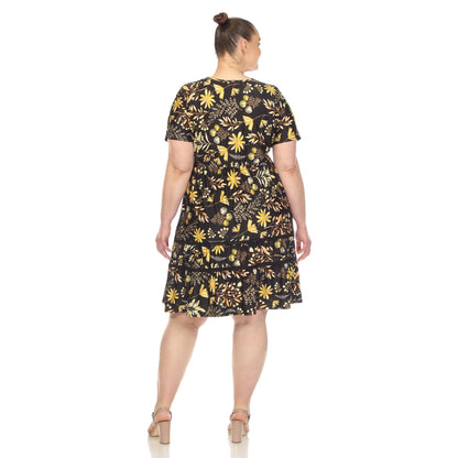 Dressbarn Premium | Floral Short Sleeve Knee Length Dress - Plus