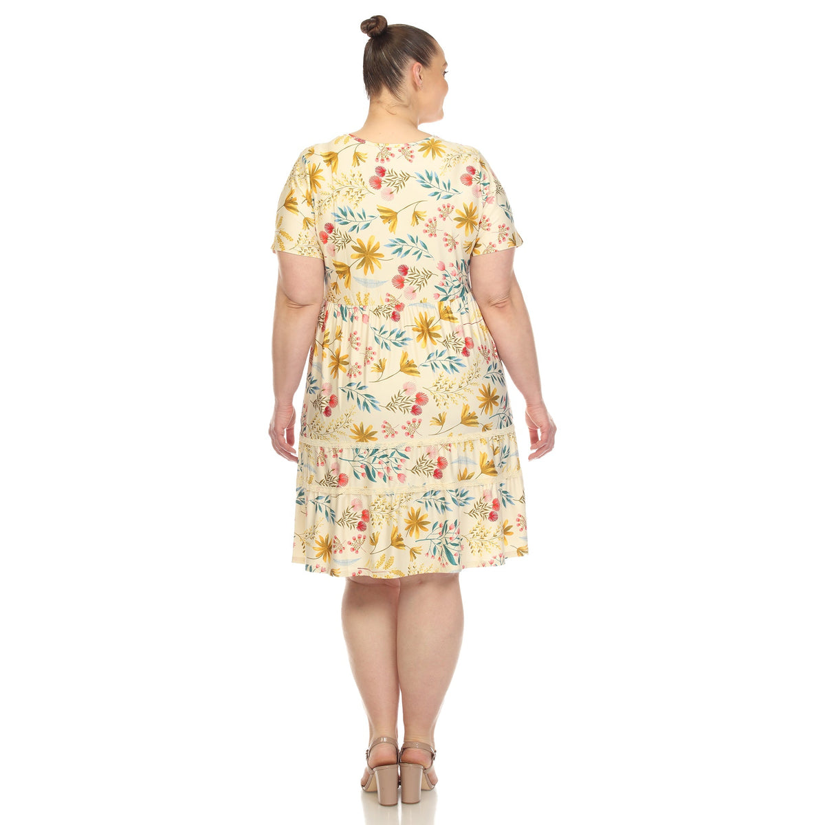 Dressbarn Premium | Floral Short Sleeve Knee Length Dress - Plus