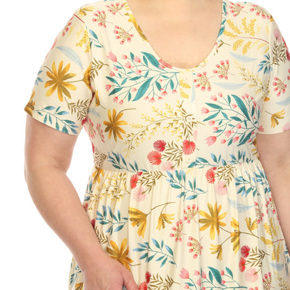 Dressbarn Premium | Floral Short Sleeve Knee Length Dress - Plus