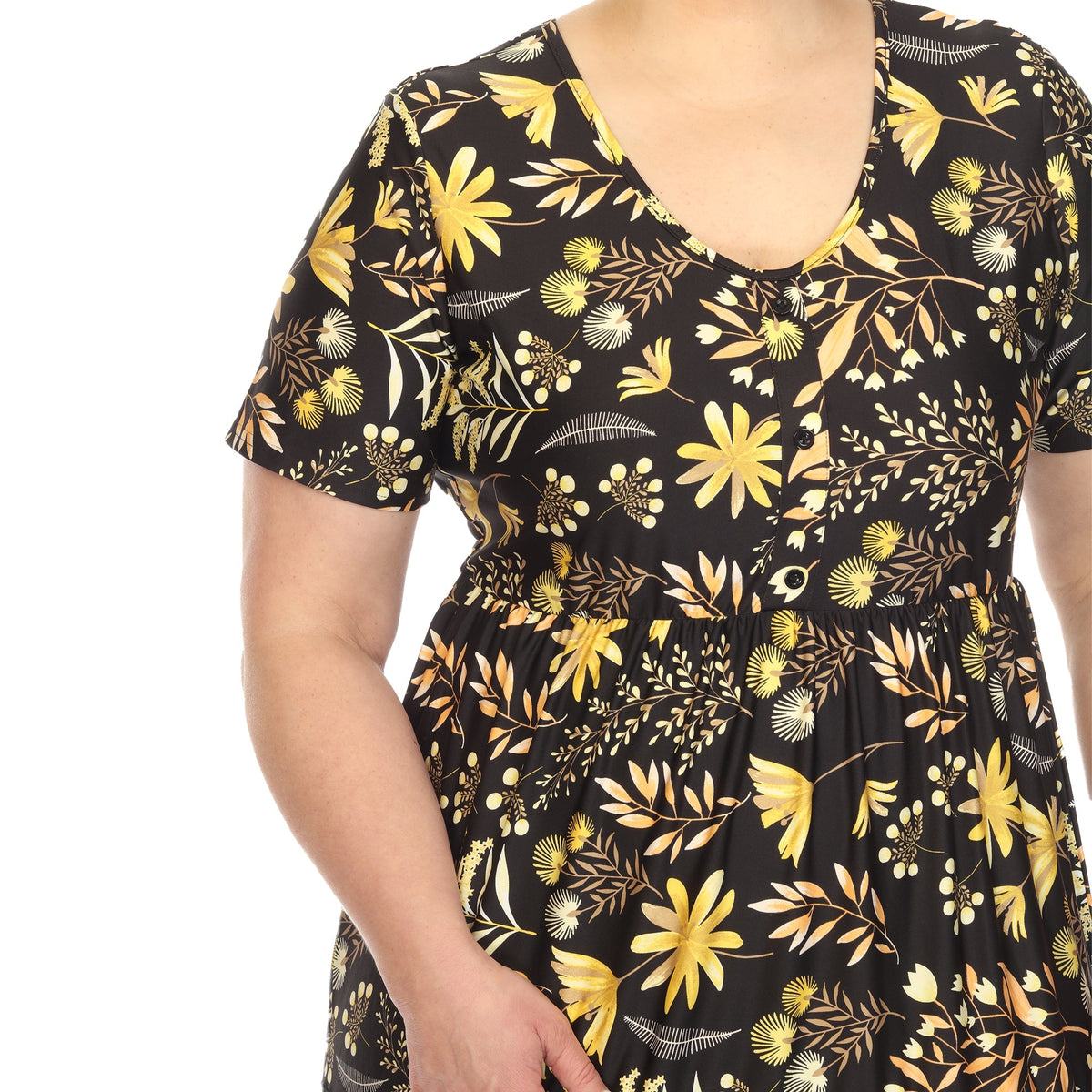 Dressbarn Premium | Floral Short Sleeve Knee Length Dress - Plus