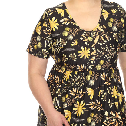 Dressbarn Premium | Floral Short Sleeve Knee Length Dress - Plus