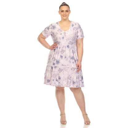 Dressbarn Premium | Floral Short Sleeve Knee Length Dress - Plus