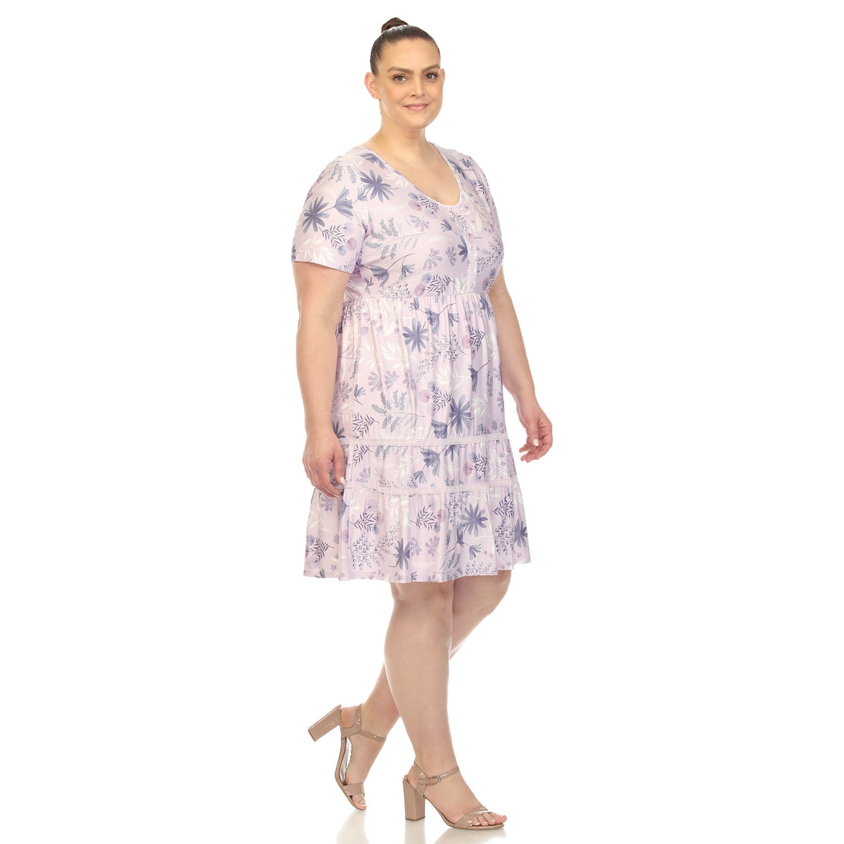 Dressbarn Premium | Floral Short Sleeve Knee Length Dress - Plus