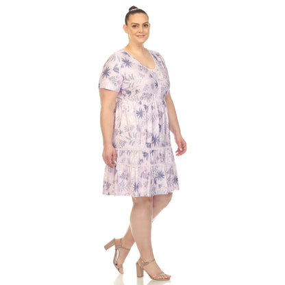 Dressbarn Premium | Floral Short Sleeve Knee Length Dress - Plus