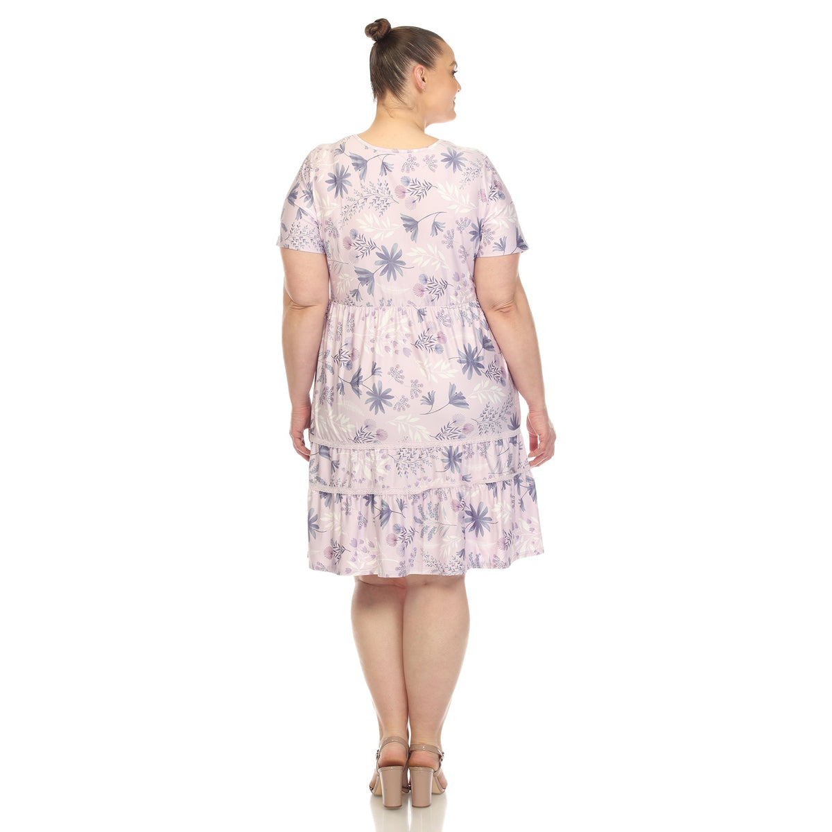 Dressbarn Premium | Floral Short Sleeve Knee Length Dress - Plus