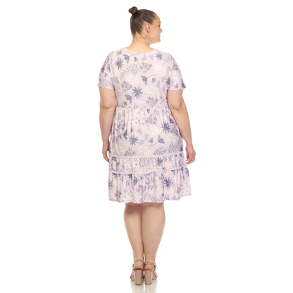 Dressbarn Premium | Floral Short Sleeve Knee Length Dress - Plus