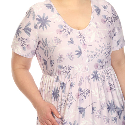 Dressbarn Premium | Floral Short Sleeve Knee Length Dress - Plus