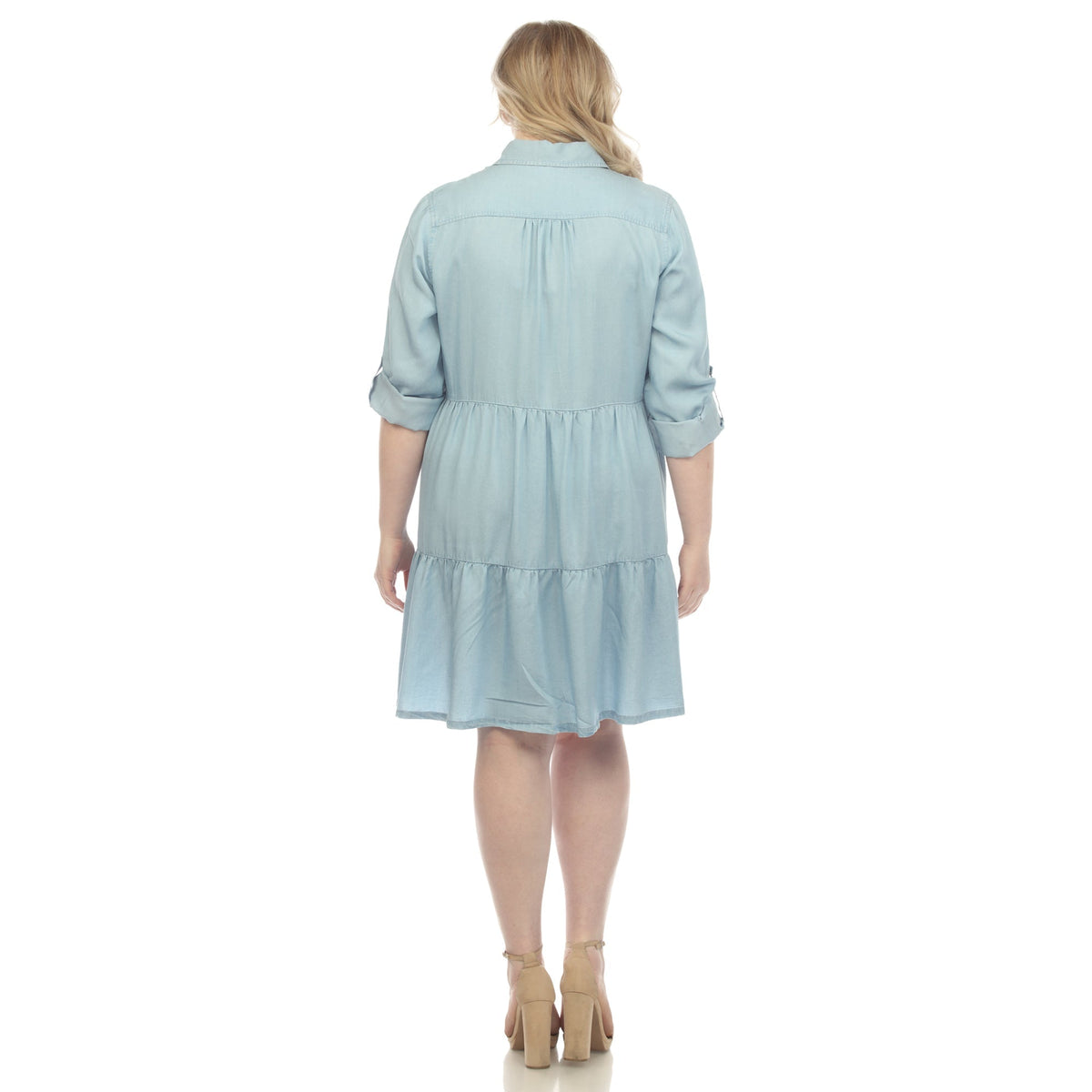 Dressbarn Featured | Long Sleeve Tiered Midi Shirt Dress - Plus