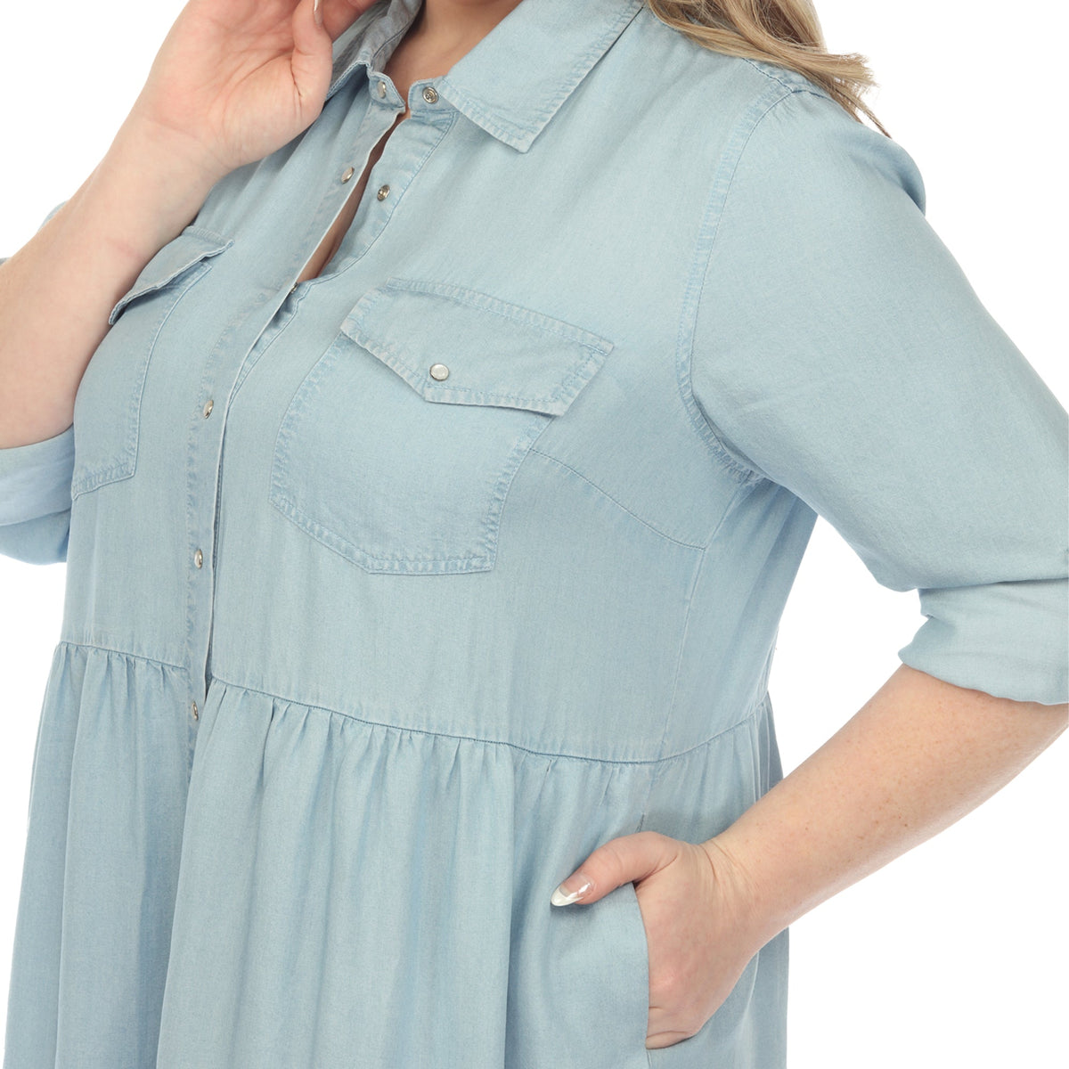 Dressbarn Featured | Long Sleeve Tiered Midi Shirt Dress - Plus