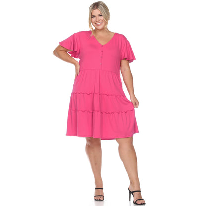 Dressbarn Trending | Short Sleeve V-neck Tiered Dress - Plus