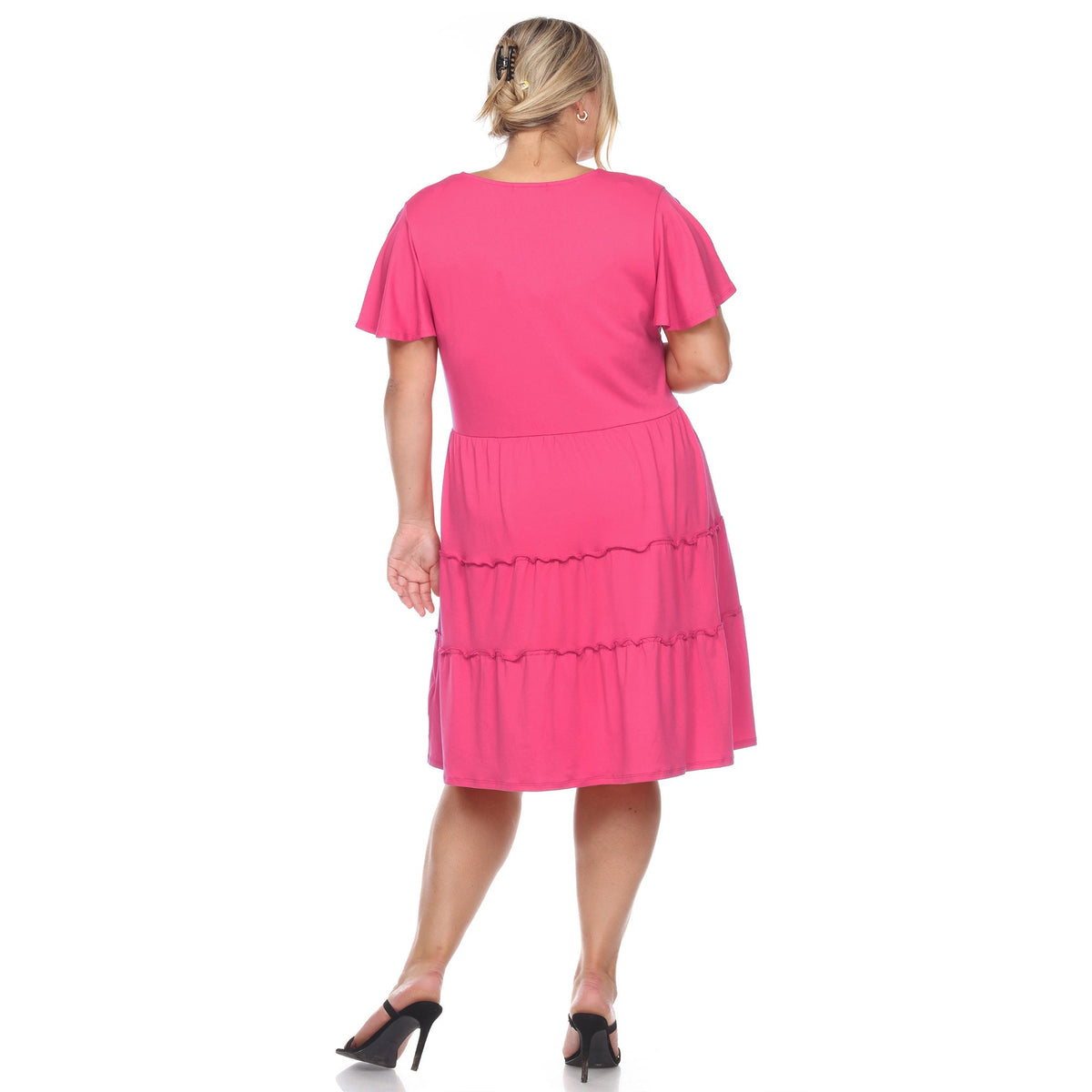 Dressbarn Trending | Short Sleeve V-neck Tiered Dress - Plus