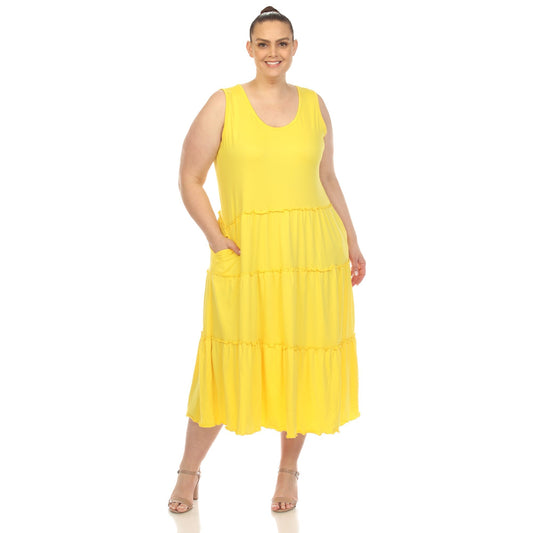 Dressbarn Recommended | Scoop Neck Tiered Midi Dress - Plus