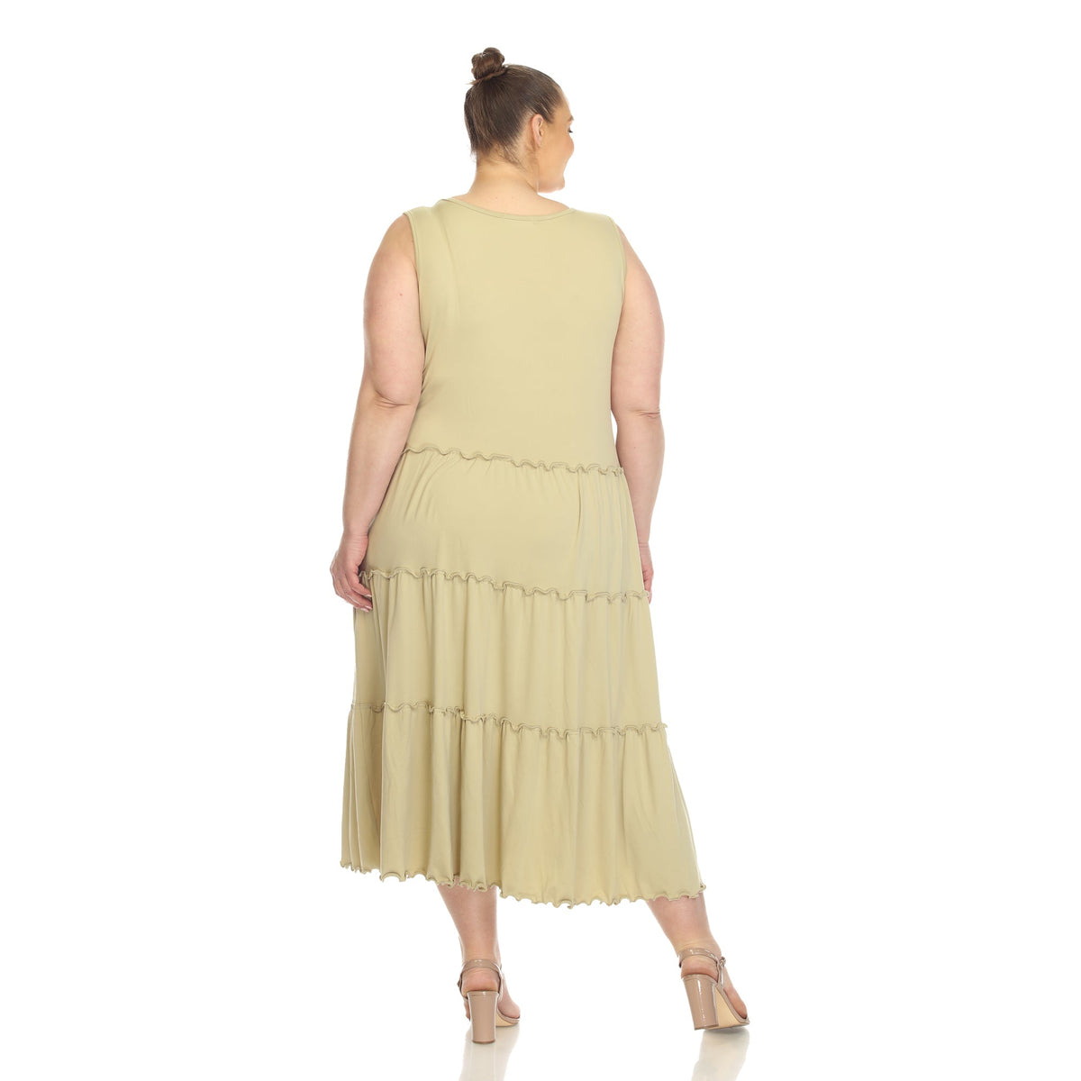 Dressbarn Recommended | Scoop Neck Tiered Midi Dress - Plus