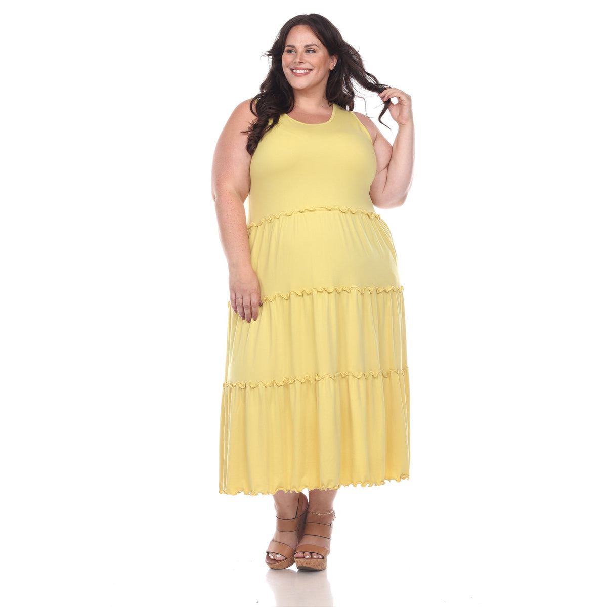 Dressbarn Recommended | Scoop Neck Tiered Midi Dress - Plus