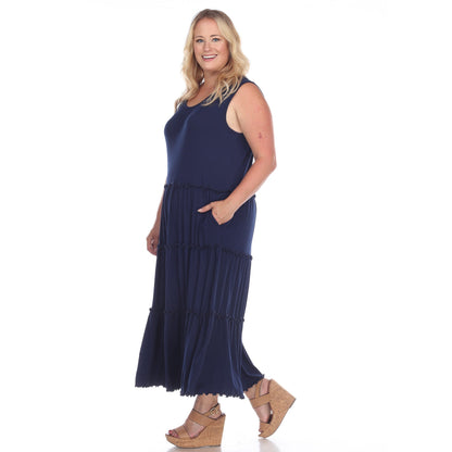 Dressbarn Recommended | Scoop Neck Tiered Midi Dress - Plus