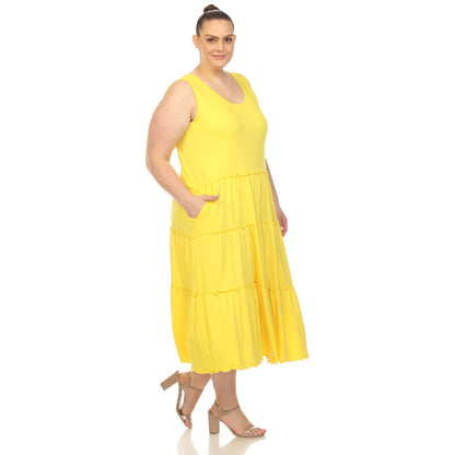 Dressbarn Recommended | Scoop Neck Tiered Midi Dress - Plus