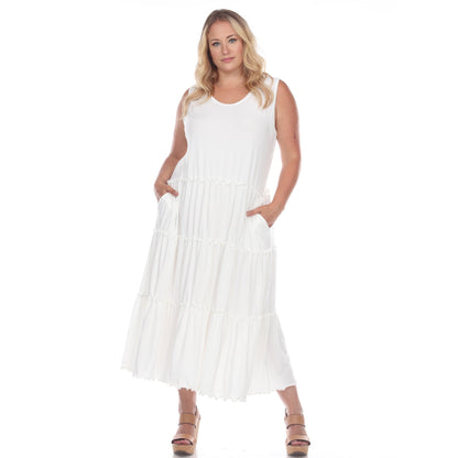 Dressbarn Recommended | Scoop Neck Tiered Midi Dress - Plus