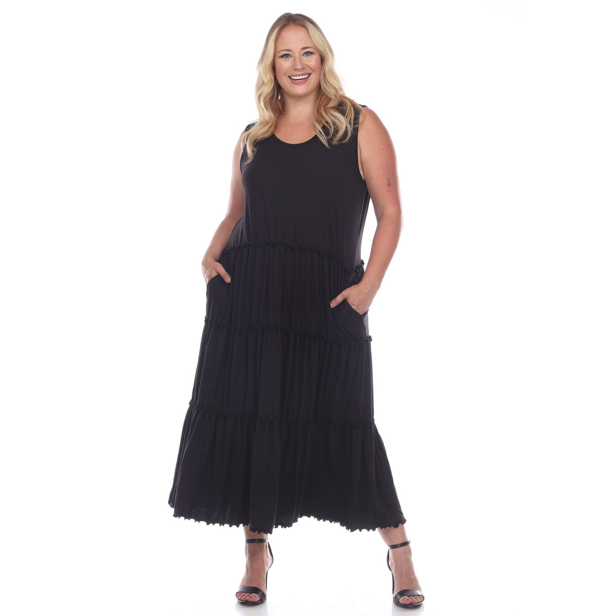 Dressbarn Recommended | Scoop Neck Tiered Midi Dress - Plus