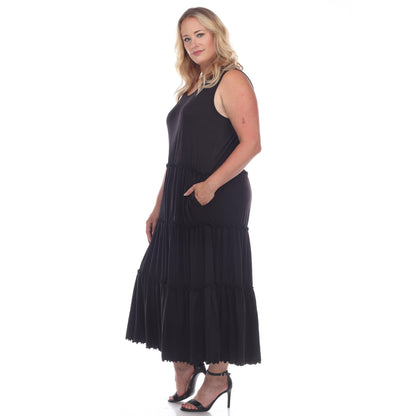 Dressbarn Recommended | Scoop Neck Tiered Midi Dress - Plus