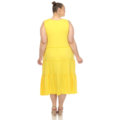 Dressbarn Recommended | Scoop Neck Tiered Midi Dress - Plus