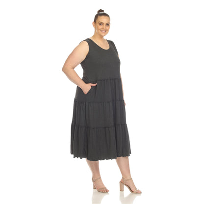Dressbarn Recommended | Scoop Neck Tiered Midi Dress - Plus