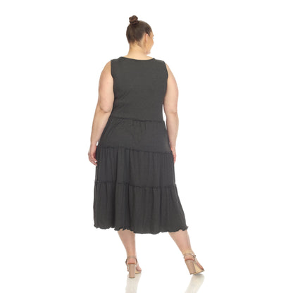 Dressbarn Recommended | Scoop Neck Tiered Midi Dress - Plus