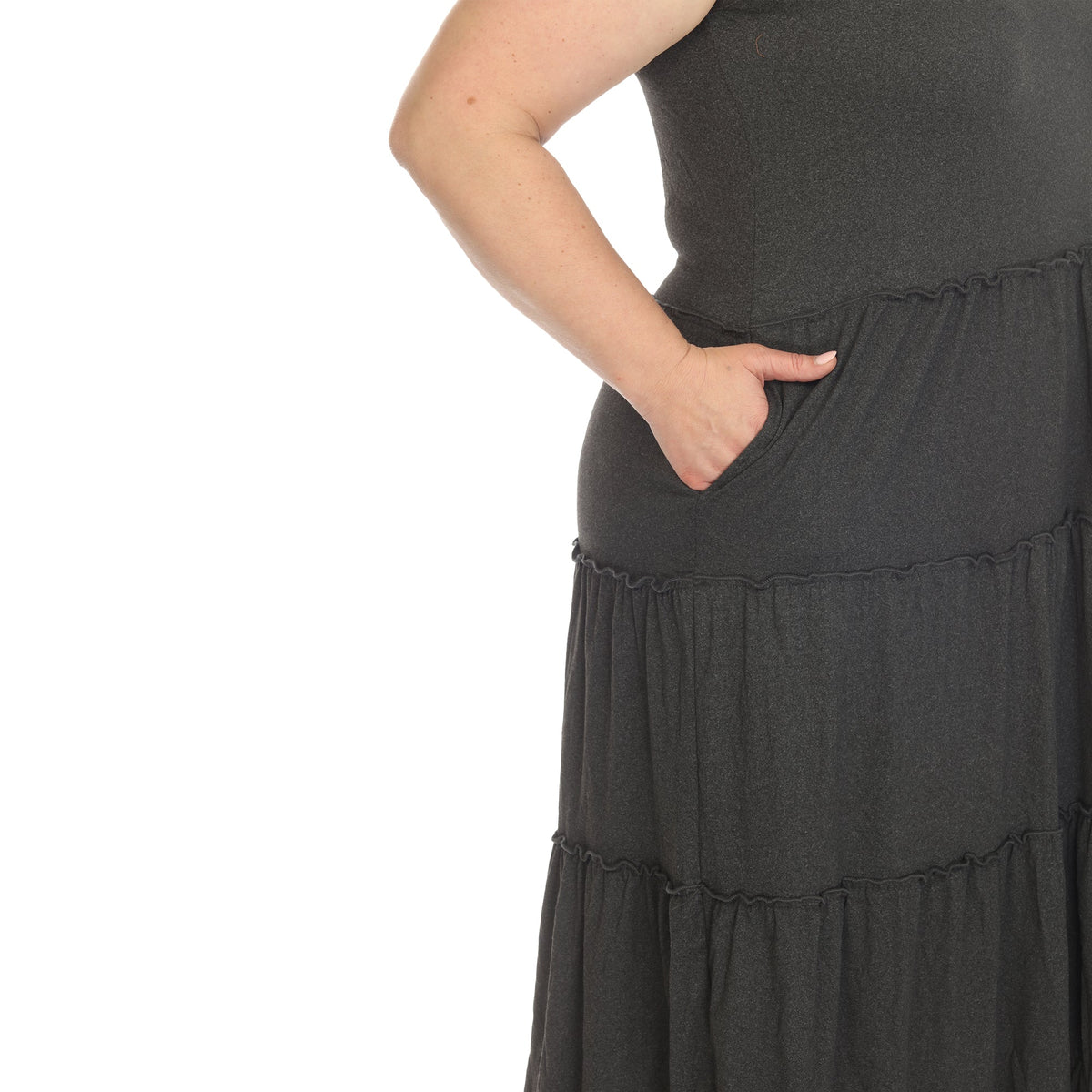 Dressbarn Recommended | Scoop Neck Tiered Midi Dress - Plus