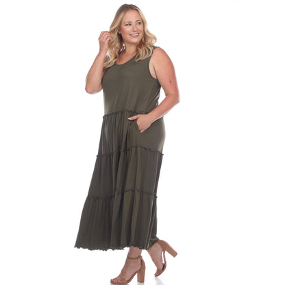 Dressbarn Recommended | Scoop Neck Tiered Midi Dress - Plus