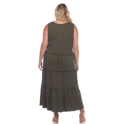 Dressbarn Recommended | Scoop Neck Tiered Midi Dress - Plus