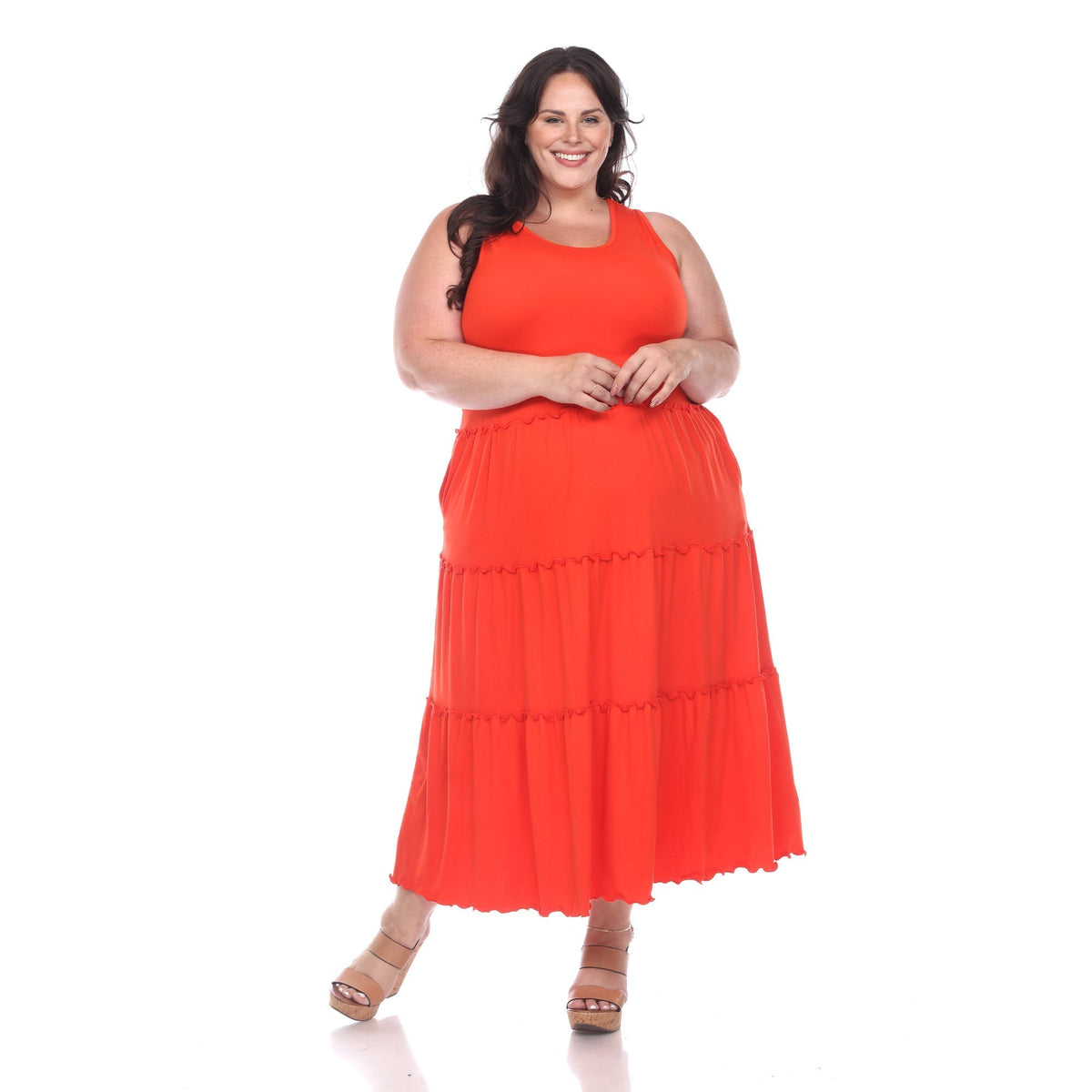Dressbarn Recommended | Scoop Neck Tiered Midi Dress - Plus