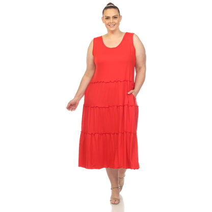 Dressbarn Recommended | Scoop Neck Tiered Midi Dress - Plus