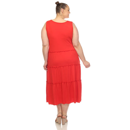 Dressbarn Recommended | Scoop Neck Tiered Midi Dress - Plus