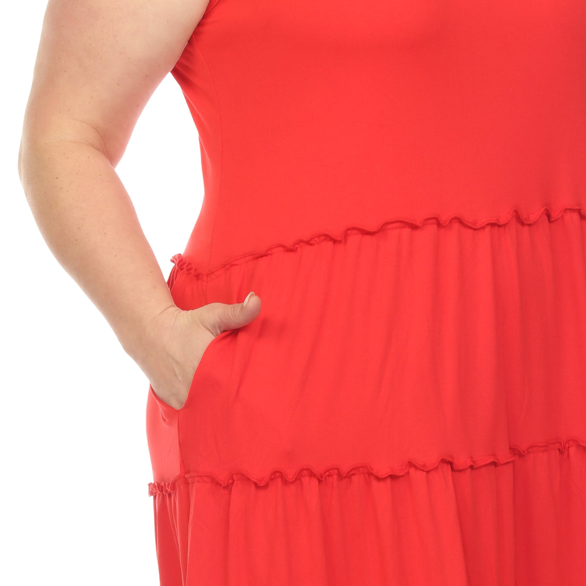 Dressbarn Recommended | Scoop Neck Tiered Midi Dress - Plus