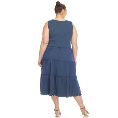 Dressbarn Recommended | Scoop Neck Tiered Midi Dress - Plus