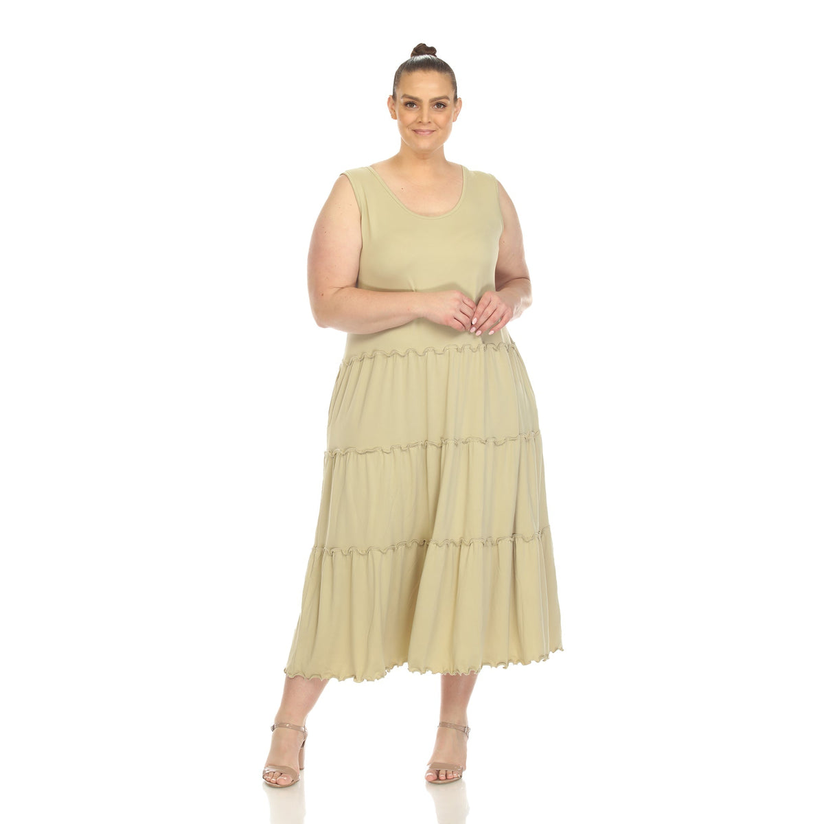 Dressbarn Recommended | Scoop Neck Tiered Midi Dress - Plus