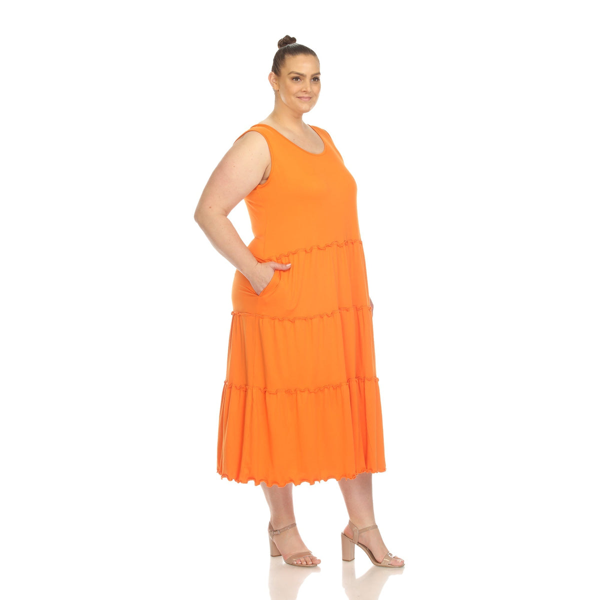 Dressbarn Recommended | Scoop Neck Tiered Midi Dress - Plus