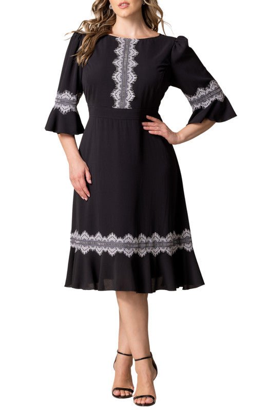 Dressbarn Premium | Villa Lace Trim Cocktail Dress - Plus