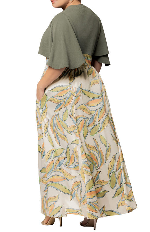 Dressbarn Premium | Artful Leaves Avisa A-Line Evening Gown - Plus