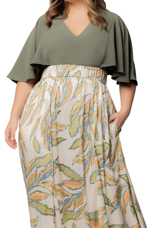 Dressbarn Premium | Artful Leaves Avisa A-Line Evening Gown - Plus