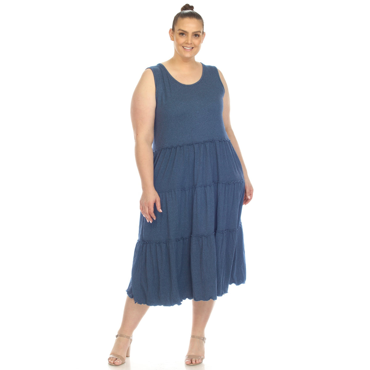 Dressbarn Premium | Plus Size Scoop Neck Tiered Midi Dress