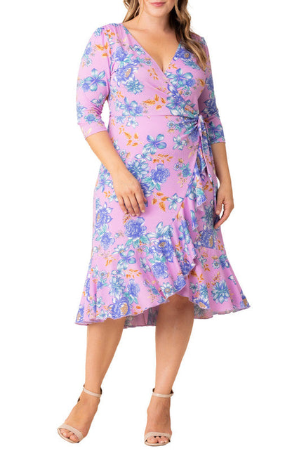 Dressbarn Featured | Purple Flirty Flounce Wrap Dress - Plus